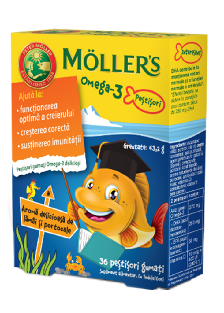 Kapsula Xhelatinoze Möller's Omega-3 me shije Portokalli